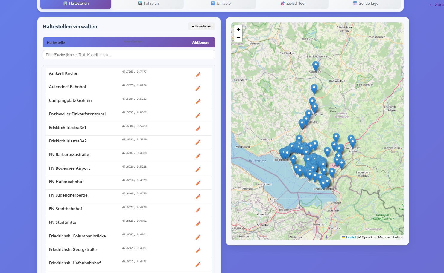 Online Portal – Haltestellenverwaltung