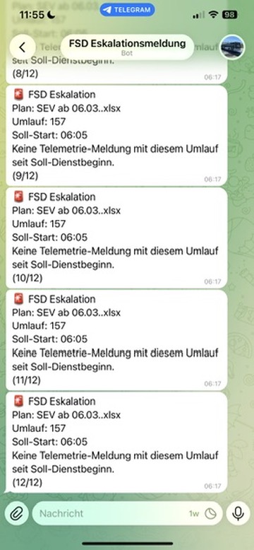 Online Portal – Eskalationsmeldung auf dem Handy