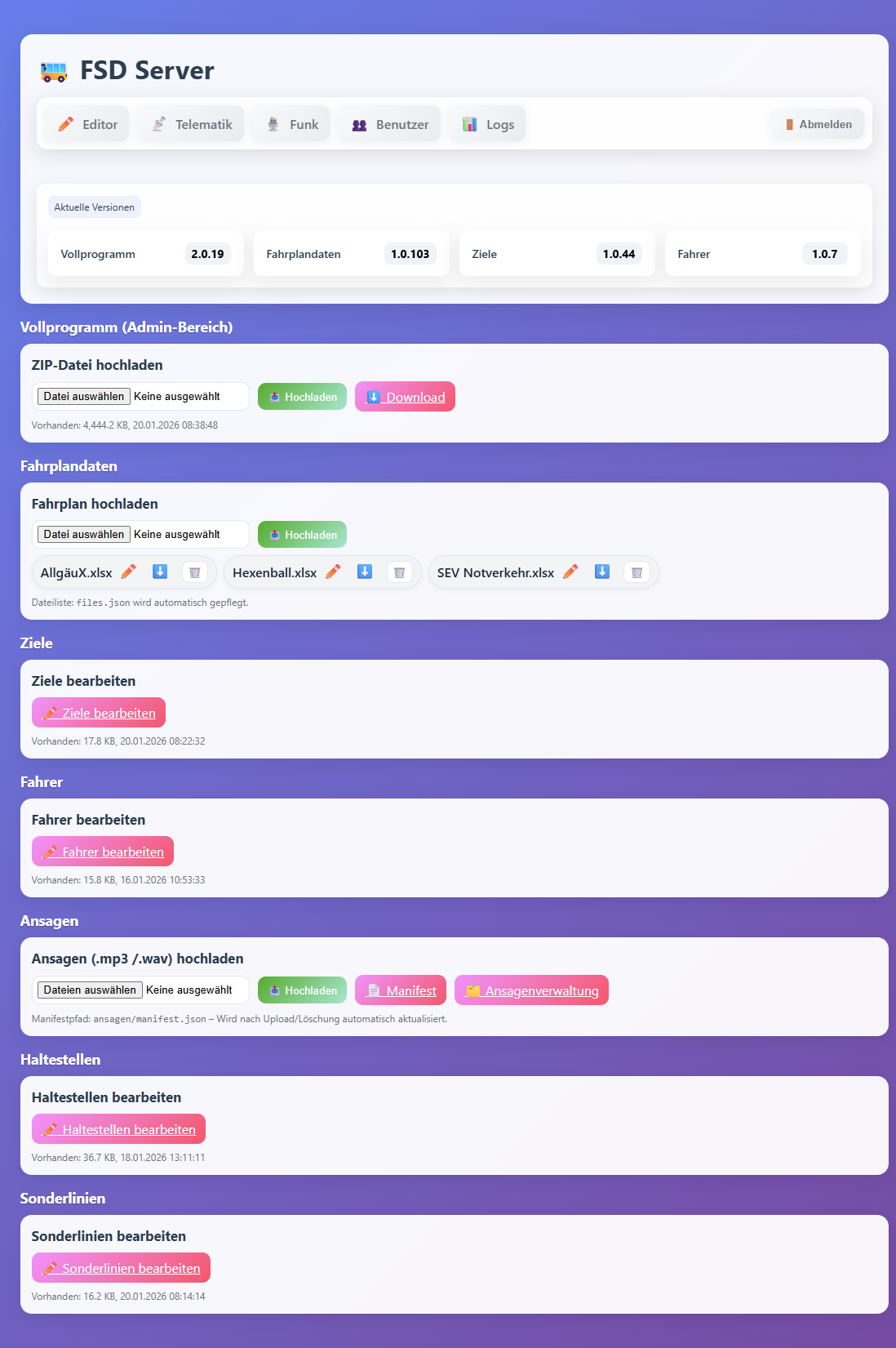 Online Portal – Verwaltung